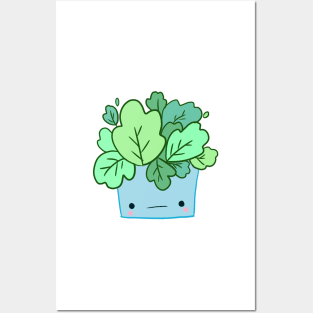 Cute blue plant cartoon Posters and Art